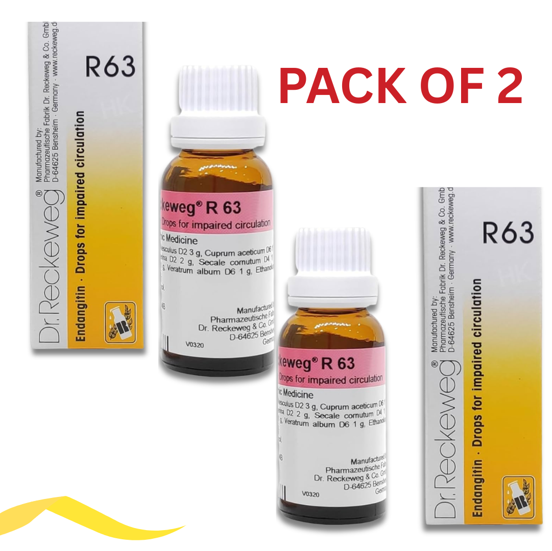 Dr. Reckeweg R63 Impaired Circulation Drop | PACK OF 2| helps in maintaining blood circulation | prevents spasms and cramps