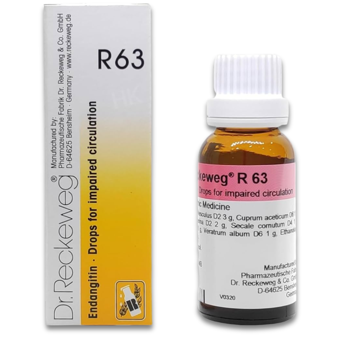 Dr. Reckeweg R63 Impaired Circulation Drop | PACK OF 3 | helps in maintaining blood circulation | prevents spasms and cramps