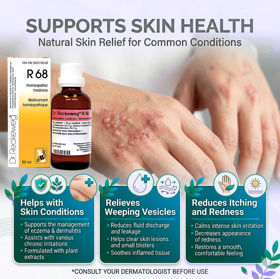 Dr. Reckeweg R68 Shingles Skin Rash Drop 22 ML | Helps with skin conditions and Reduces itching and redness