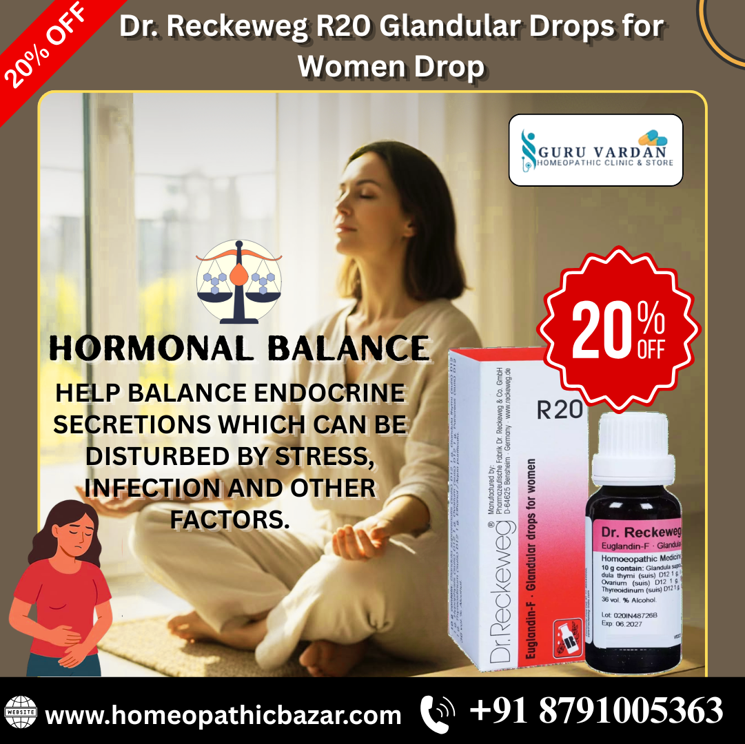 Dr. Reckeweg R20 Glandular Drops for Women Drop 22 ml | PACK OF 3| help balance endocrine secretions which can be disturbed by stress